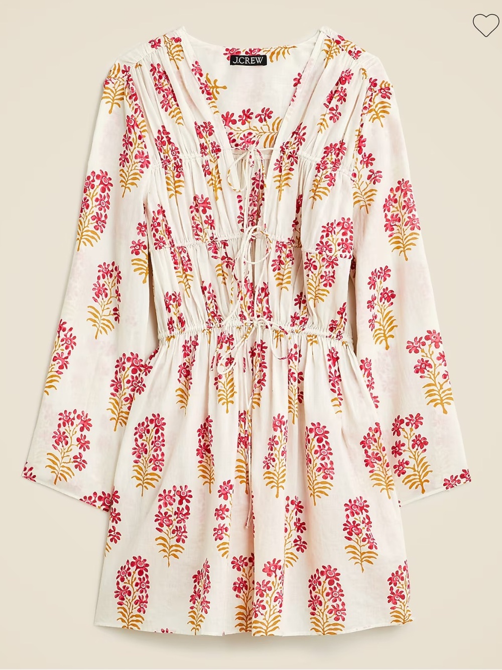 J Crew Beach Cotton Tie-Front Dress in Berry Blockprint size small